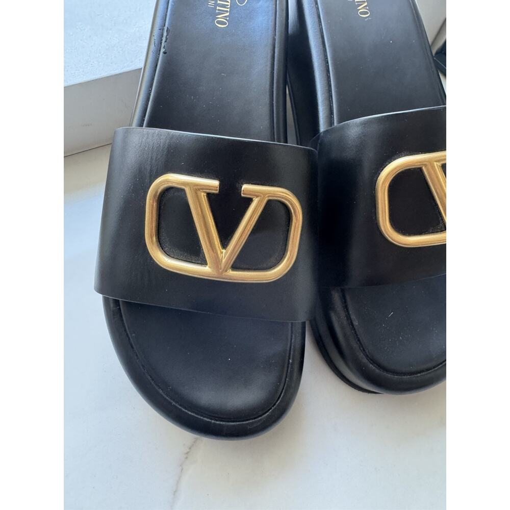Valentino Dusty Black Leather VLogo Signature Platform Slides Size 41 Us 10.5 - Picture 7 of 15